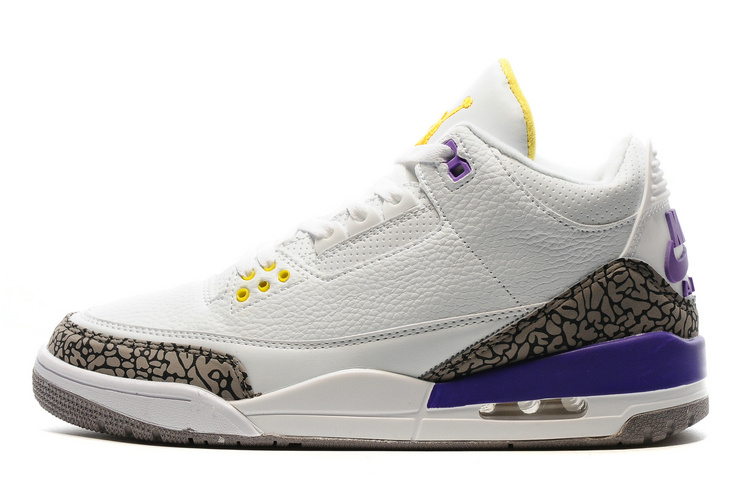 New Air Jordan 3 Retro Kobe White Purple Yellow