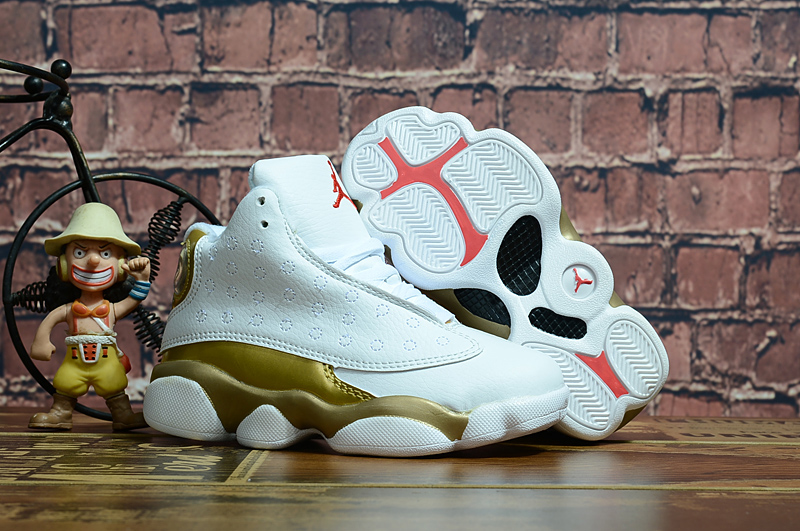 jordan 13 white and gold