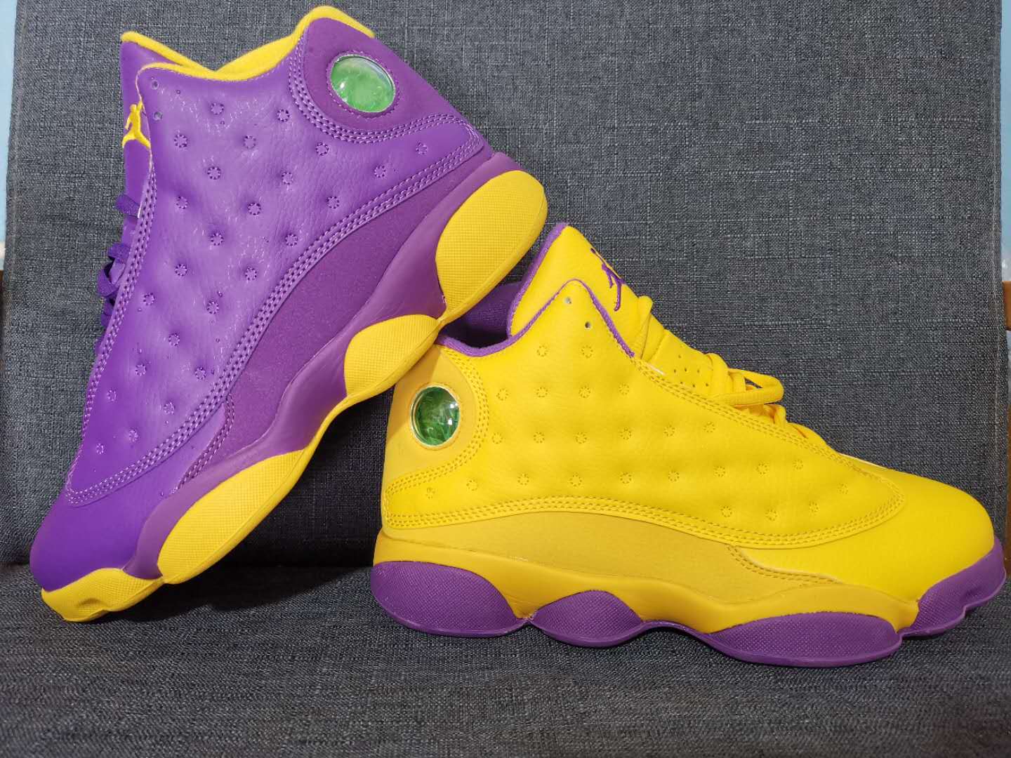 purple & yellow jordans