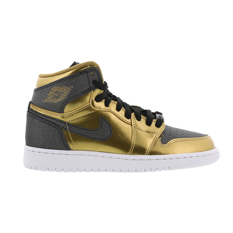 2017 Jordan 1 High GS BHM Black Gold Shoes