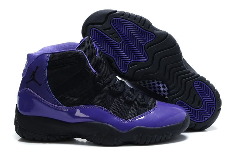 purple and black jordans 11