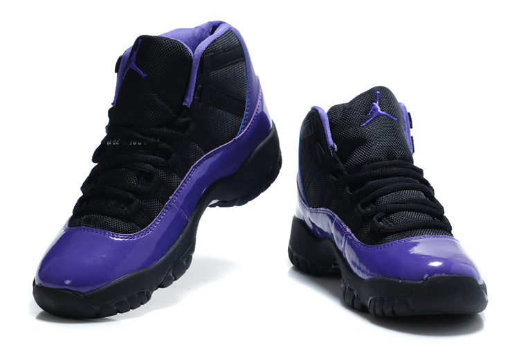 purple and black jordans 11