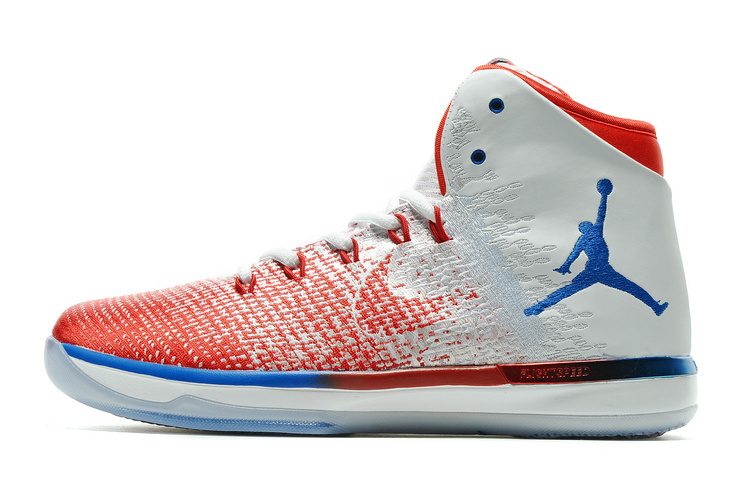 red and white and blue jordans