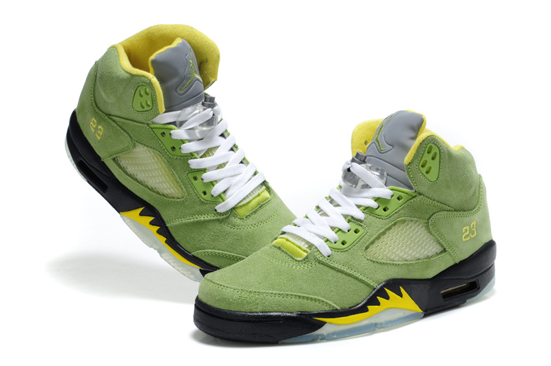 Air Jordan 5 Suede Green Black Shoes