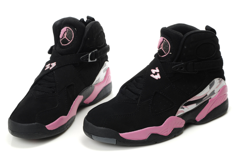 pink and black jordans 8
