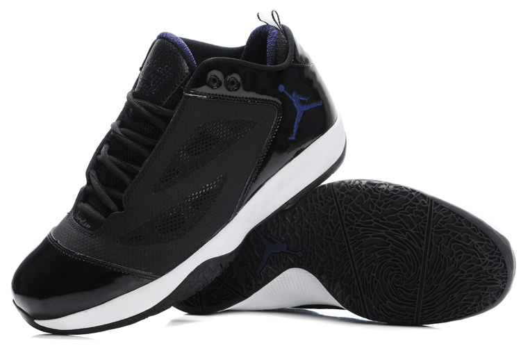 Air Jordan Quick Fuse Shoes Black White Blue Logo