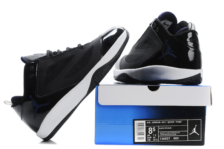 Air Jordan Quick Fuse Shoes Black White Blue Logo