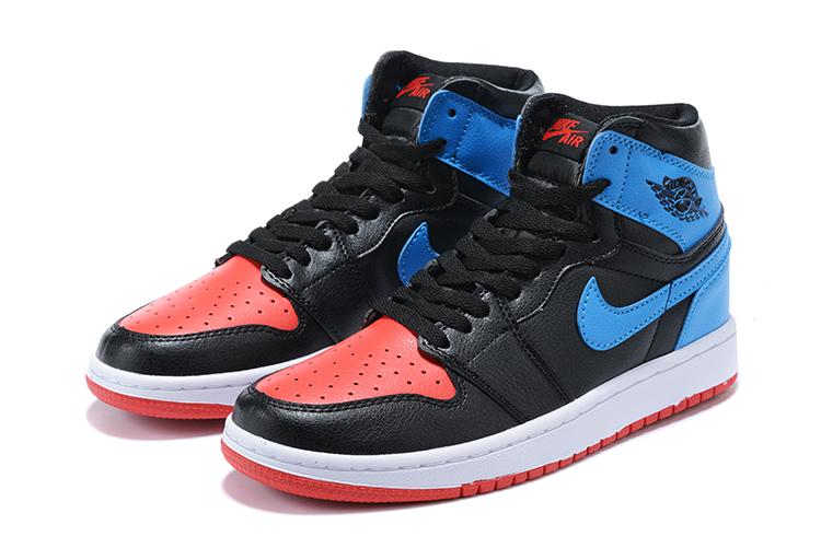 black red blue and white jordan 1s