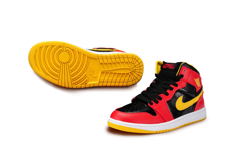 red black and yellow shoes